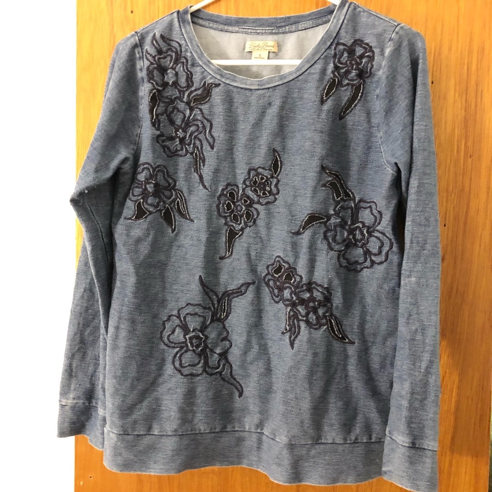 Lucky Brand Blue Floral Top Long Sleeve S